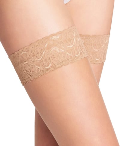 FALKE Shelina 12 eenkleurig materiaal transparant stay up kousen dames transparant - maat 9.5-10
