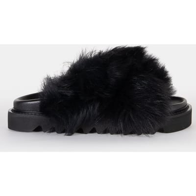 IRO Paris Crossy Foxy Sandals Black Fur Size: 37 | Sandals Outlet | Dames | Zwart