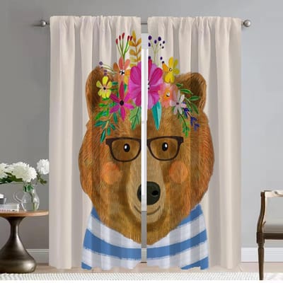 Gordijnen voor Woonkamer Bloemen Vrienden Dieren Halloween Decoratie Raamgordijn Keukengordijnen 2 Stuks Kind W50xH70cmx2pcs-CL brown