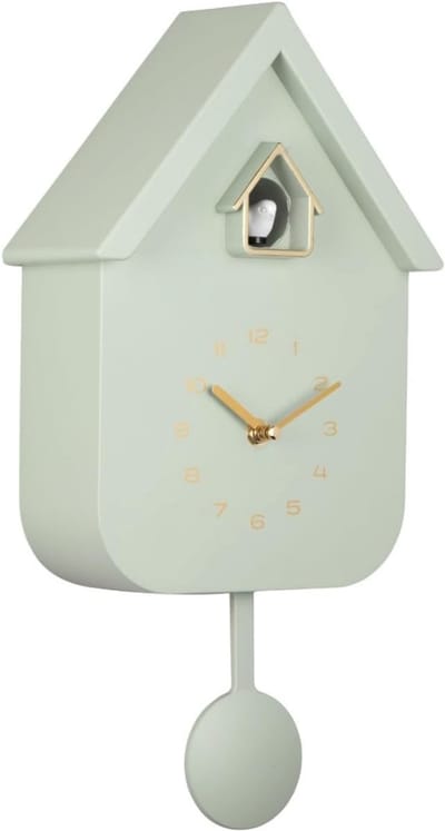 Florixa® Koekoeksklok Modern - Koekoeksklok - Wandklok - met Kleurverloop en Wijzerplaat- Lichtgrijs - ‎22cm x 4cm x 41 cm