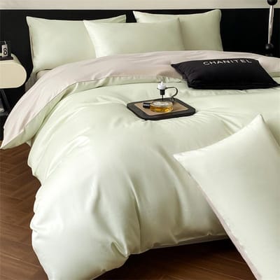 50% Lyocell 50% Katoen Zacht Zijdeachtig Omkeerbaar Effen Kleur Beddengoed Set Enkel Twin Dubbel Queen Dekbedovertrek Laken Kussenslopen Queen 200X220cm 4Pcs