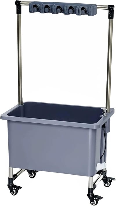 Mobiele Dweilwagen - Reinigingskar - Efficiënt Schoonmaken - One-Touch Afvoer - 49 Liter - Grijs