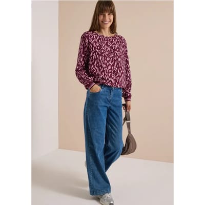 Blouse met lange mouwen, ronde hals en print