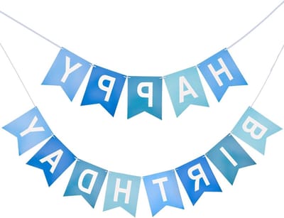 Blauwe Happy Birthday Banner - Voor Kinderen en Volwassenen - Feestdecoratie voor Verjaardagen en Feestjes