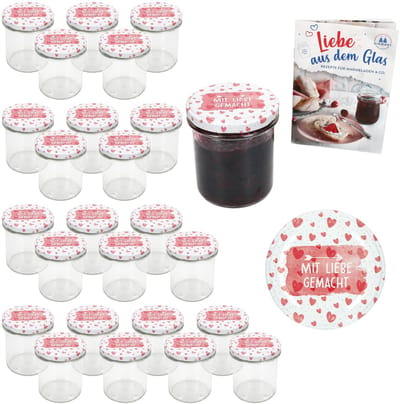 Set van 25 stuks Sturzglas 350 ml To 82, met liefde gemaakt deksel incl. receptenboekje