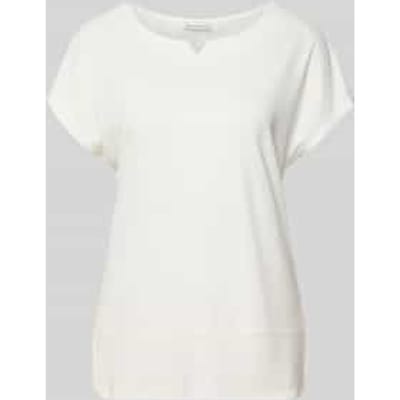 Tom Tailor - T-shirt van gemengde stoffen - Maat S - Whisper White