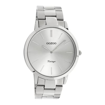 OOZOO Vintage series - zilverkleurige horloge met zilverkleurige roestvrijstalen armband - C20100 - Ø42