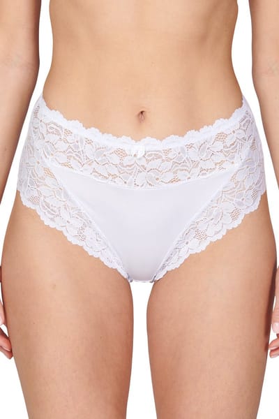 J&C dames tailleslip met kant - microfiber - Kanten vrouwen onderbroek - Elastisch - Wit / XXL