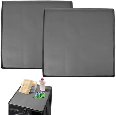 Wasmachine Droger Hoezen - Apparaat Beschermers - Huishoudelijk Gebruik - Antislip Siliconen Matten - 236 x 236 cm - Grijs