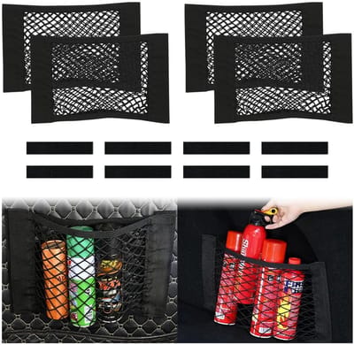 Dailygoods- Kofferbaknet 4 Stuks - Universele Auto Organizer - Elastisch Opbergnet - Beschermnet met Klittenbandsluiting - 40 x 25 cm - Voertuigorganizer