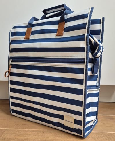 New Looxs Lilly Shopper Gestreept Fietstas - 18 liter – Blauw Wit