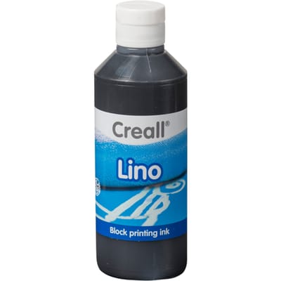 Creall lino blockprintverf zwart 250ml - creatieve verf voor linoleum en hout.