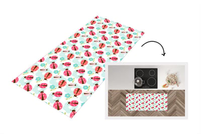Keukenloper - Loper keuken - Meiden - Lieveheersbeestje - Bloemen - Patronen - 120x50 cm - Keukenloper vinyl