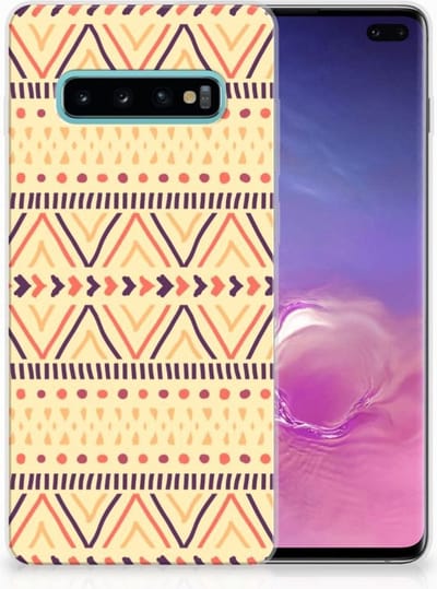 Back Cover voor Samsung Galaxy S10 Plus TPU bumper Aztec Yellow