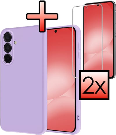 Hoesje - Met 2x Screenprotector - Geschikt voor Samsung Galaxy A56 - Sterk & Shockproof - Back Cover - Siliconen Case - Telefoon Hoes - Lila