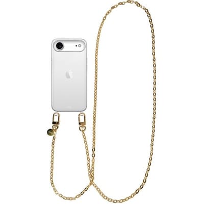 xoxo Wildhearts siliconen hoesje - Geschikt voor iPhone 17 Air hoesje - Dreamy - Telefoonhoesje - Hoesje met koord - Gouden ketting - lang telefoonkoord - Transparant hoesje (lange variant)