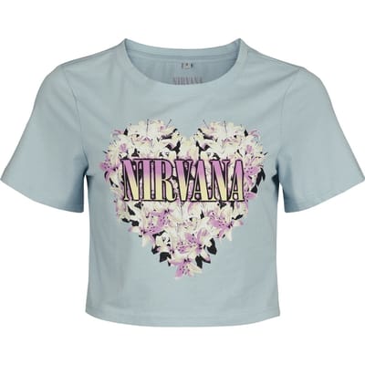 Nirvana T-shirt - Flower Heart - XS tot XL - voor Vrouwen - blauw
