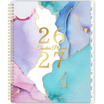 Lerarenplanner 2025-2026 - A4 Formaat (21x28 cm) - Wekelijks/Maandelijks Dagboek - Lesplanboek voor Leraren - Achterzak - Mooi Ontwerp - Lesplanner