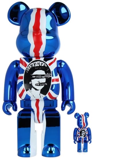 400% & 100% Bearbrick set - Sex Pistols - God save the Queen (Chrome Edition)