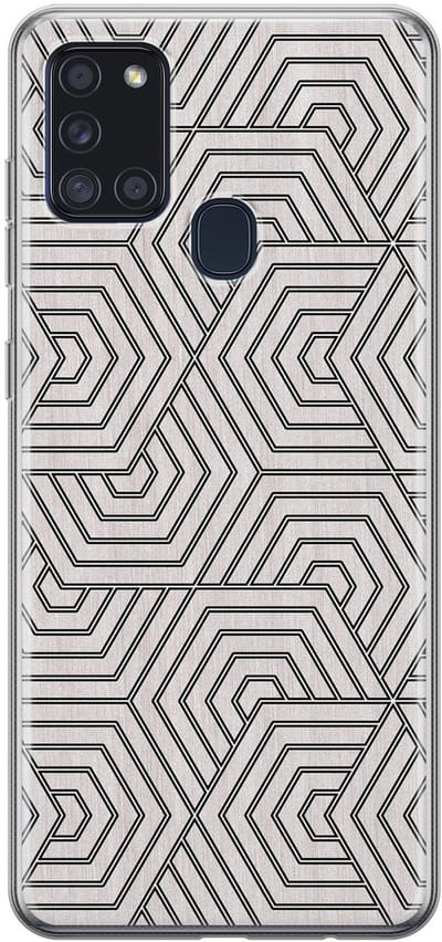 Leuke Telefoonhoesjes - Hoesje geschikt voor Samsung Galaxy A21s - Geometrisch - Soft case - TPU - Print / Illustratie - Grijs