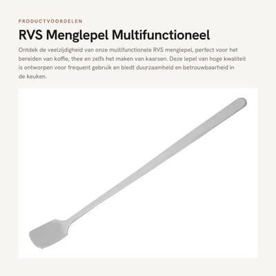 Dailygoods- Mixlepel Duurzaam - Roestvrij Staal - 17CM - Multifunctioneel - Voor Koffie/Thee/Candels - Comfortabele Handgreep