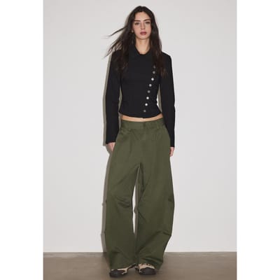 Stradivarius Overhemd met overslag en knopen  Zwart XS