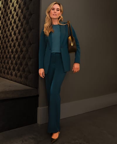 Je m'appelle Travelstof Dames Broek Flared fit Met stretch - Groen - Maat XS