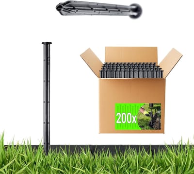 Grondankers Set - Haringen Verankeringen - Gazon Randen Bevestigen - Extra Noppen Stabiliteit - 25cm Lengte - Zwart
