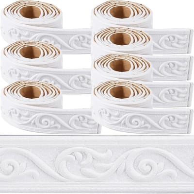 Dailygoody - Zelfklevende Plinten - Decoratieve Plinten - Eenvoudig aan te brengen - Wit Foam - Vintage stijl - Perfect voor interieur - Geschikt voor