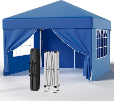 Opvouwbare Partytent - Tuinpaviljoen Gazebo - Buitenfeesten Organiseren - Waterdicht Winterproof - 3 x 3 Meter - Blauw