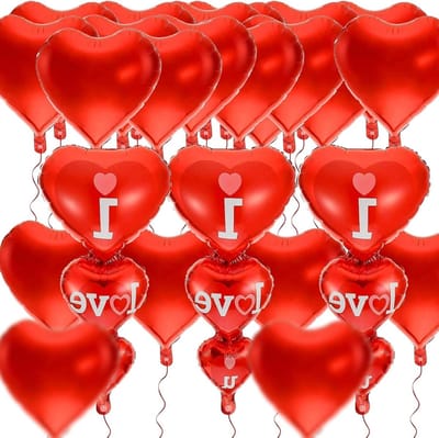 Hartvormige Folie Ballonnen - Set van Folie Ballonnen Ideaal voor Trouwen - Verjaardag Decoratie of Feest Decoratie (Rood)