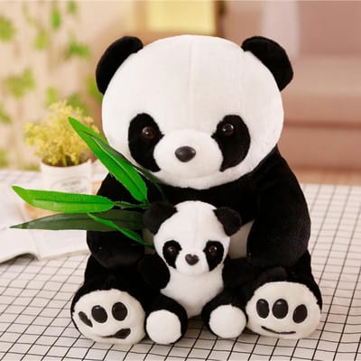 Leuk Verjaardag Zacht Doek Speelgoed Kinderen Baby Lieve Beer Pluche Panda Cadeau Pop Knuffeldieren Schattig Cartoon Kussen 23cm zwart