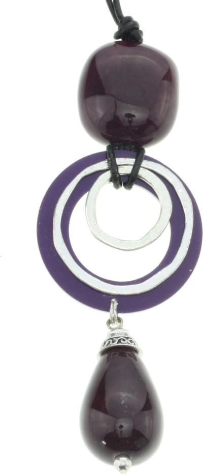 Behave - Lange ketting met keramieke hanger - Purple en zilverkleur - Elegante mode sieraden