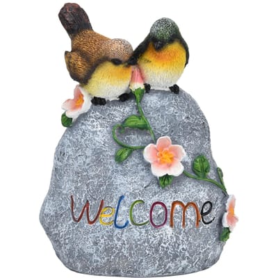 Dubbele Mus Welkom Sculptuur Schattig Simulatie Hars Ornament voor Buiten Huis Tuin Erf gray