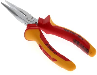 Platte rondtang - Elektronica tang - Precisie werkzaamheden - VDE gecertificeerd - 160 mm - Rood Zilver Geel