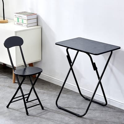 Ceruzo Kinder Klaptafel met Stoel – Zwart – Opvouwbaar – MDF - Metaal