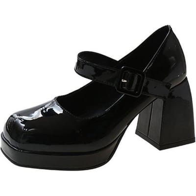 Dames Mary Jane Schoenen Nieuwe Vierkante Neus Platform Dames Hoge Hakken Grote Maat 35-44 Dames Blokhakken Antislip Pumps 35 black