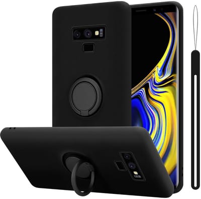 Cadorabo Hoesje geschikt voor Samsung Galaxy NOTE 9 in LIQUID ZWART - Beschermhoes van flexibel TPU silicone Case Cover met ring