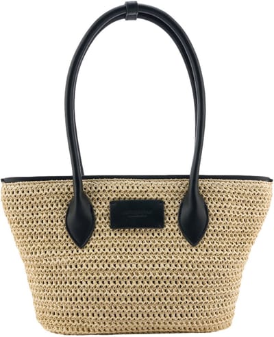 SEIDENFELT MANUFAKTUR shopper Savonlinna Tulip Shopper Natural Straw With Black beige