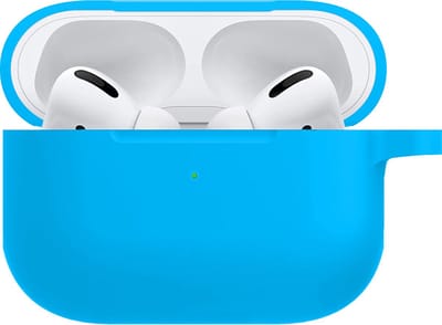 Hoesje - Geschikt voor Apple Airpods Pro - met Clip - Siliconen Hoes - Silicone Case Cover - Lichtblauw