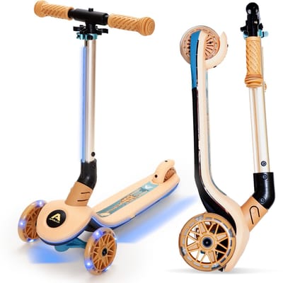 Apollo Whizzie LED Kinderstep, opvouwbare kinderschooter, in hoogte verstelbare driewielige step voor kinderen vanaf 3 jaar, LED-effect in wielen, stuur en deck, 3-wielige step in cool design