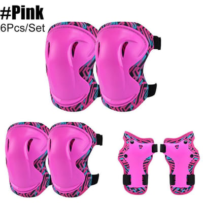 Équipement de Protection pour Enfants - Genouillères et Coudières pour Enfants avec Protège-Poignets Ensemble - Design Confortable Adapté aux Patins à Roulettes Vélo Vélo BMX M rose