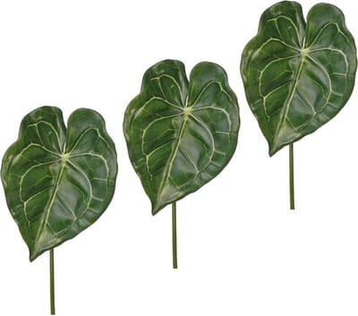 Kunstplant - 4x - Anthurium - bladgroen - takken - 67 cm - kunststof decoratie