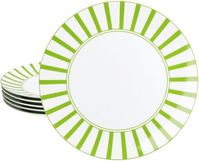 MamboCat Set van 6 SPLIT GREEN porseleinen dinerborden voor 6 personen