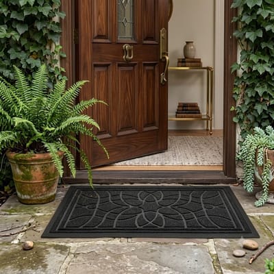 Maison Elara Deurmat Binnen 44 x 75 cm, Antislip Zwaar Deurmat voor Buiten en Binnen, Waterabsorberend Wasbaar Schoonloopmat voor Voordeur, Gang, Entree, Zwart
