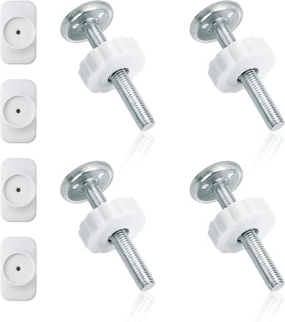 Set van 4 Veiligheidswandbeschermers en 4 Push Screws voor Kinderen, Drukvrije Bevestiging voor Deuren, Trappen en Kindbescherming in Wit