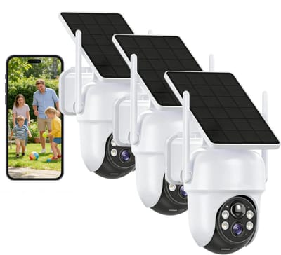 TWUFY Q04 Solocamera - 4MP Draadloze Beveiligingscamera voor Buiten - 360° Dekking - Geïntegreerd Zonnepaneel - AI-Bewegingsdetectie - Bundelvoordeel - 3 Stuks