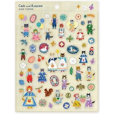 Cats and Buttons /Aiko Fukawa Sticker One Size
