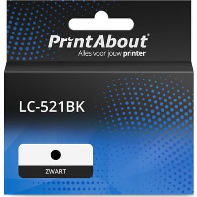 PrintAbout huismerk Inktcartridge LC-521BK Zwart Geschikt voor Brother