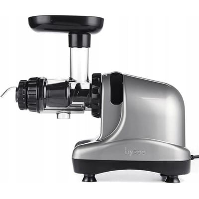 Byzoo Rhino Slow Juicer - Juicer - Cold press - Horizontaal - Met Pulpreservoir - verschillende zeven - Groenten en Fruitpers- BPA vrij - Grijs